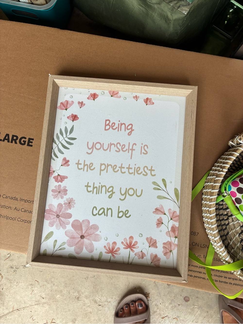 Hobby Lobby Pink Floral Motivational Framed Print